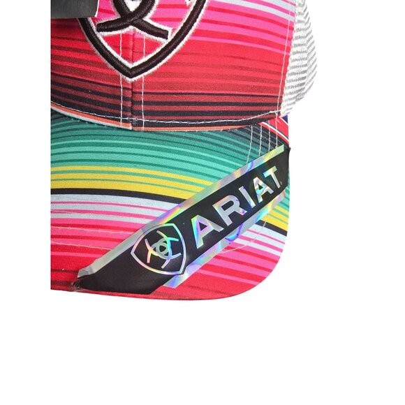 Ariat Striped Logo Snapback Hat One Size Multicolor Mesh Back - Picture 5 of 7
